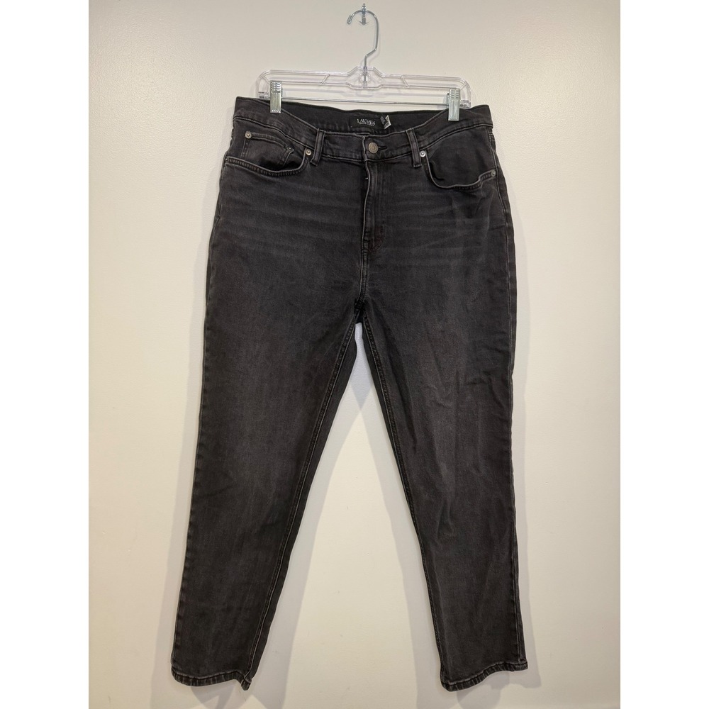 Lauren Ralph Lauren Black Womens Jeans 12 Straight‎ Grunge Denim High Rise Edgy